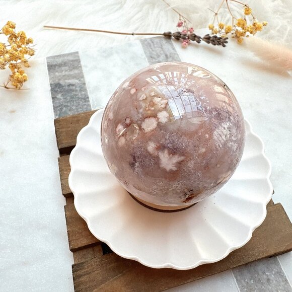 Gorgeous Pink Amethyst with Flower Agate Sphere - Picture 6 of 9